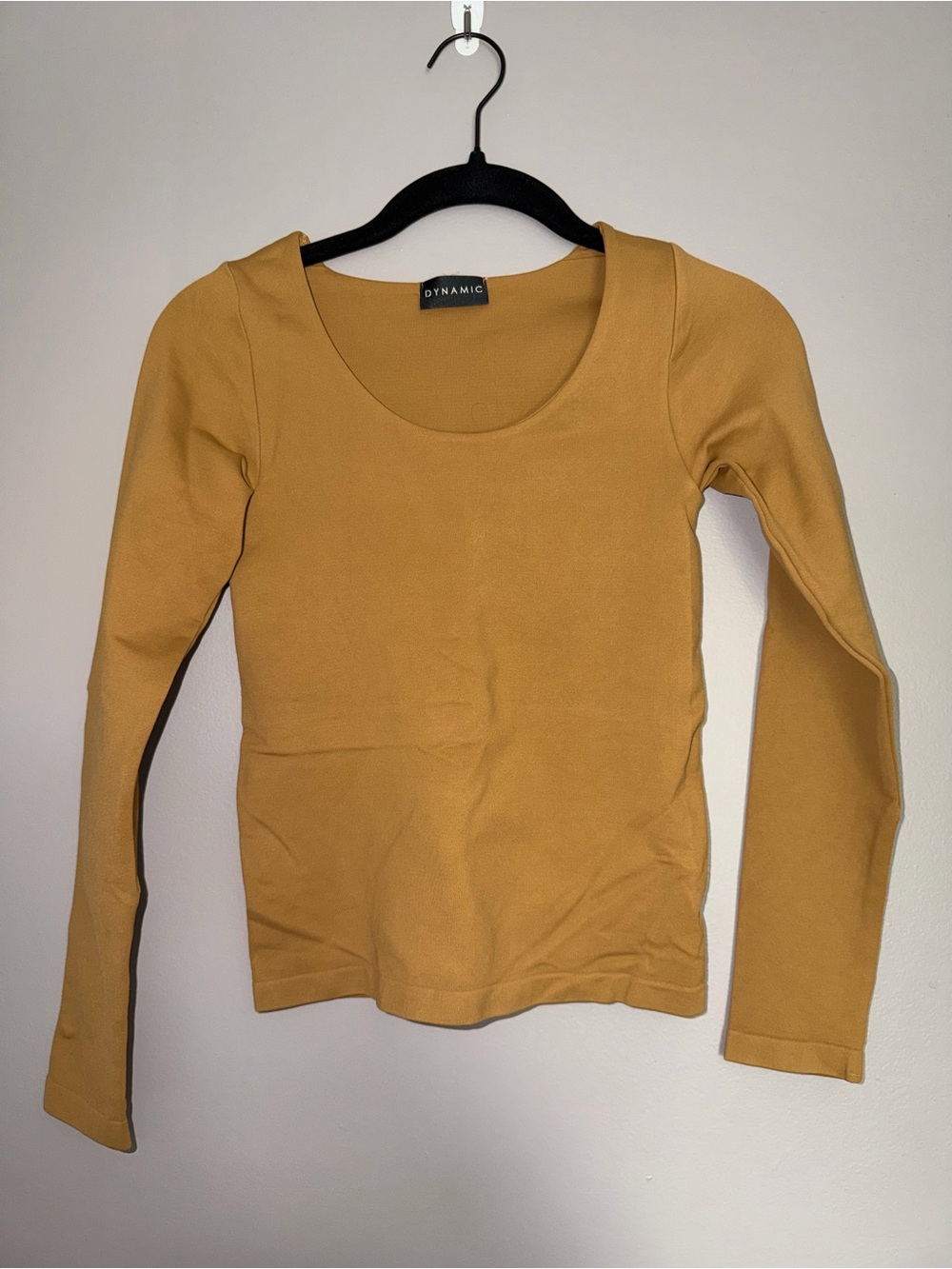 Dynamic Women's Long-Sleeve Scoop Neck Top in Mustard
